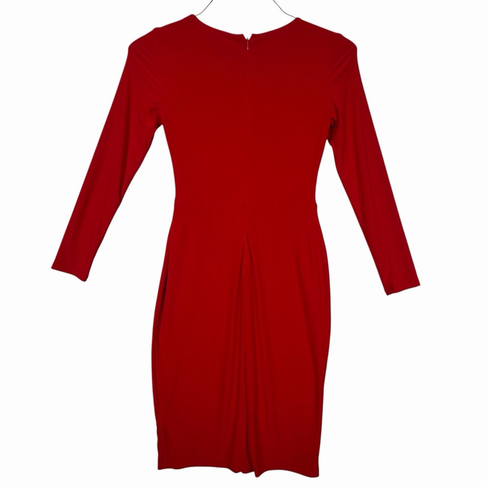 Lauren Ralph Lauren Red Faux Wrap Dress with Jewel Detail Womens Size 2 - Picture 3 of 9
